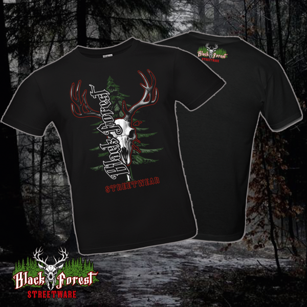 Männer T-Shirt Black Forest Skull Hirsch