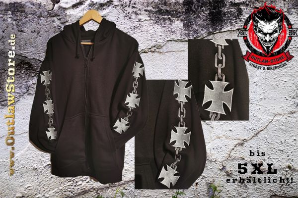 Kapuzenjacke Eiserne Kreuz + Ketten