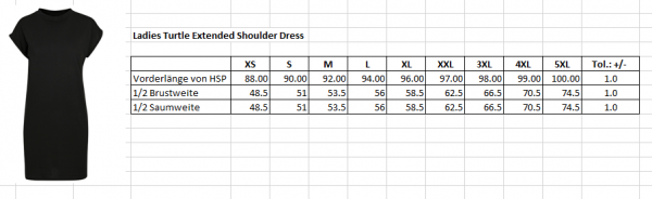 Ladies Turtle Extended Shoulder Dress black