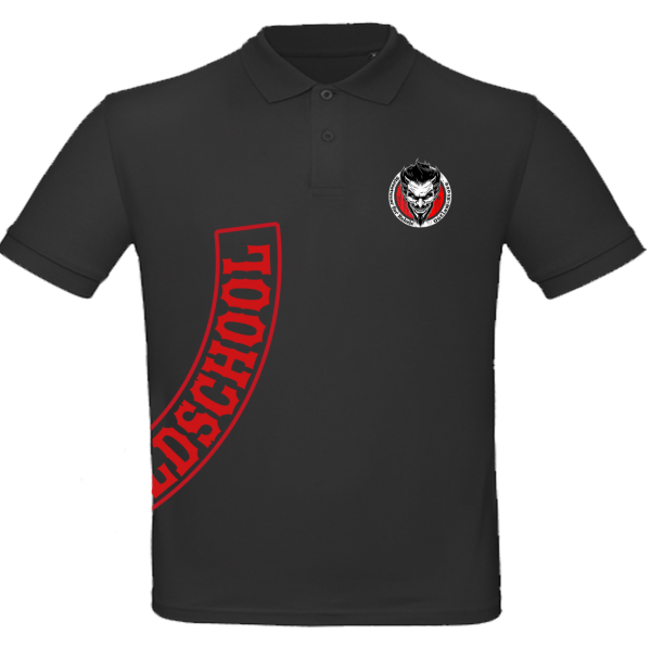 Männer Polo Oldschool / schwarz-rot