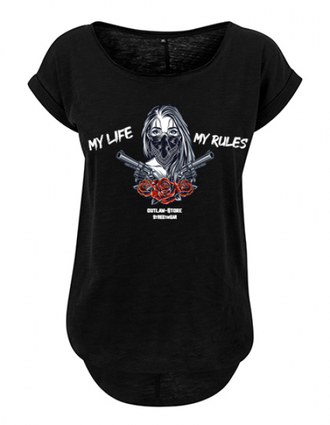 FRAUEN Long Slub Tee - my Life my Rules