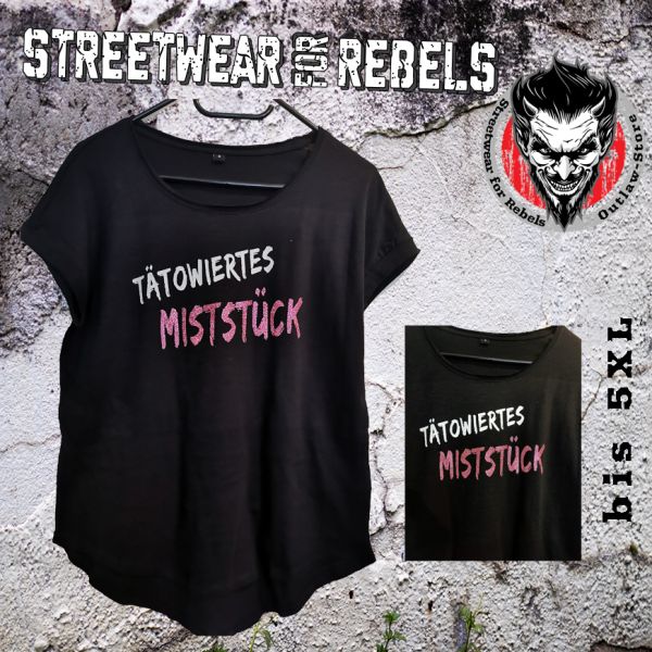 FRAUEN Long Slub Tee - Tätowiertes Miststück ( glitzer )
