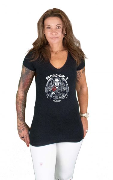 Slim Fit V-Neck-T - Psycho Girl II