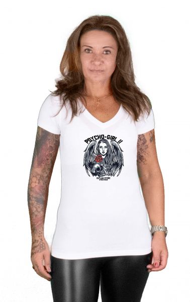 Slim Fit V-Neck-T - Psycho Girl II